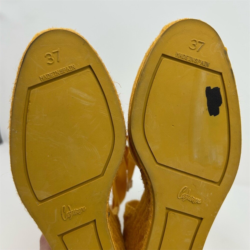 Castañer Womens Mustard Yellow Espadrille Wedge Heels Lace-Up Ankle Wrap Size 37 - Picture 11 of 13